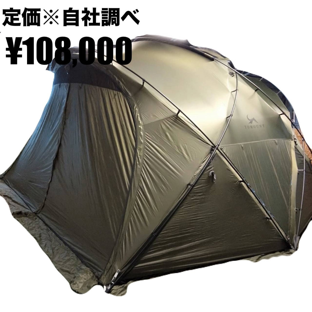 TOMOUNT(トモウント) G moon tent X シェルターテント(カーキ)、ルーフフライ、TPUドア、メッシュドア、グランドシート付き